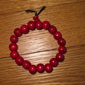 Vintage wooden beaded bracelet red